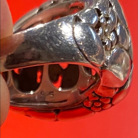 SS 925 floral print ring approx size 8 - Picture 3 of 3